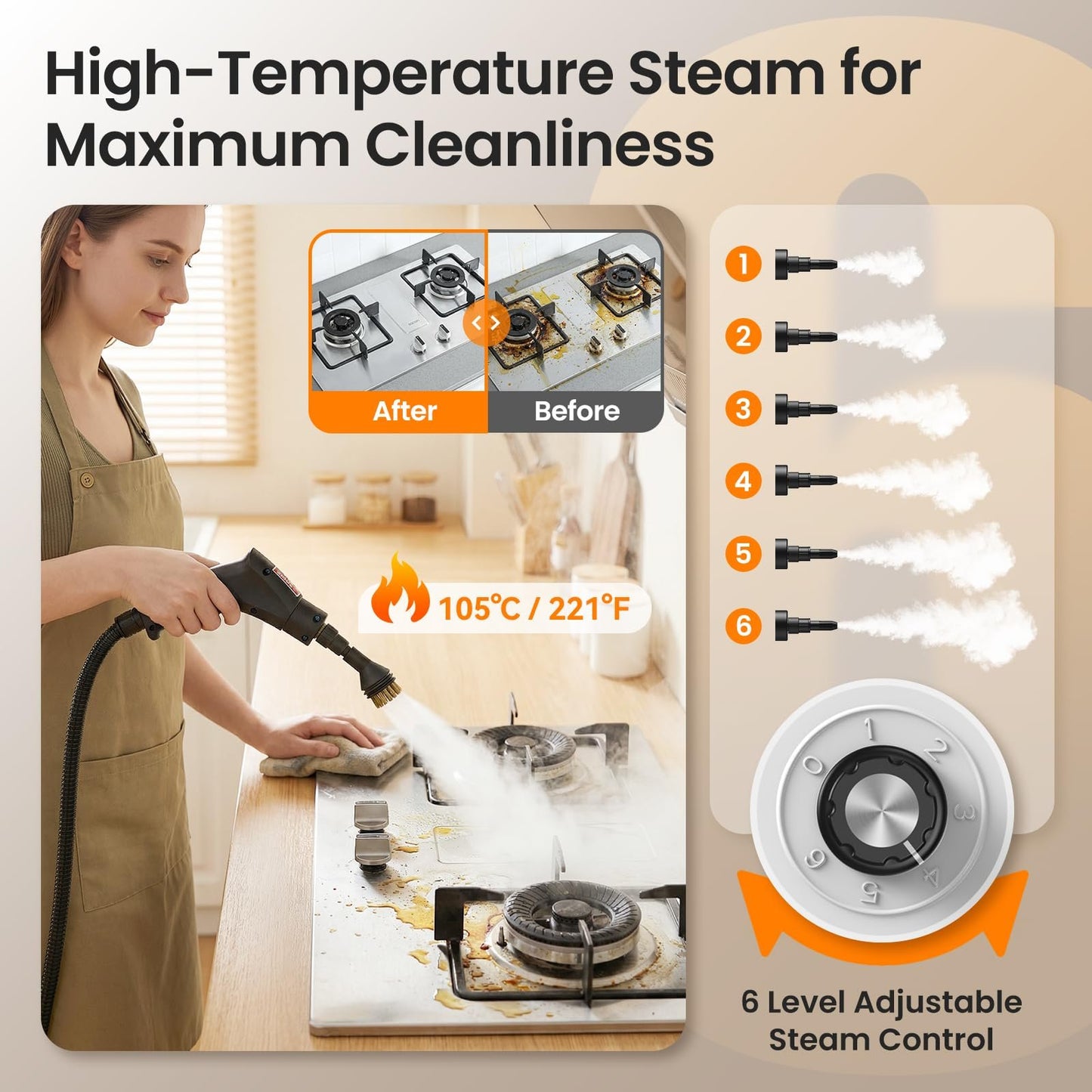 2500W Handheld Steam Cleaner for Home